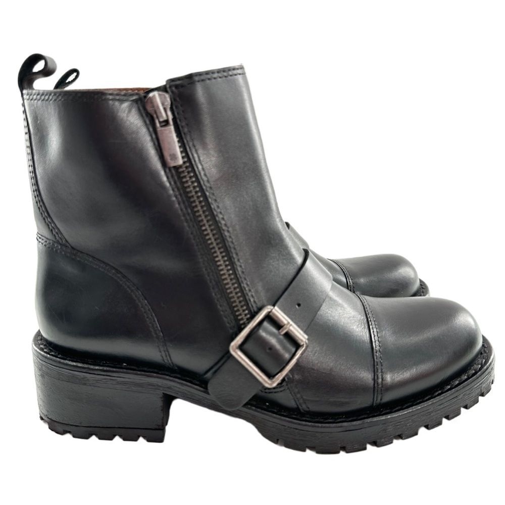 Lucky brand Ondalucia womens ankle booties size 7 37 leather moto biker boots - Picture 13 of 13